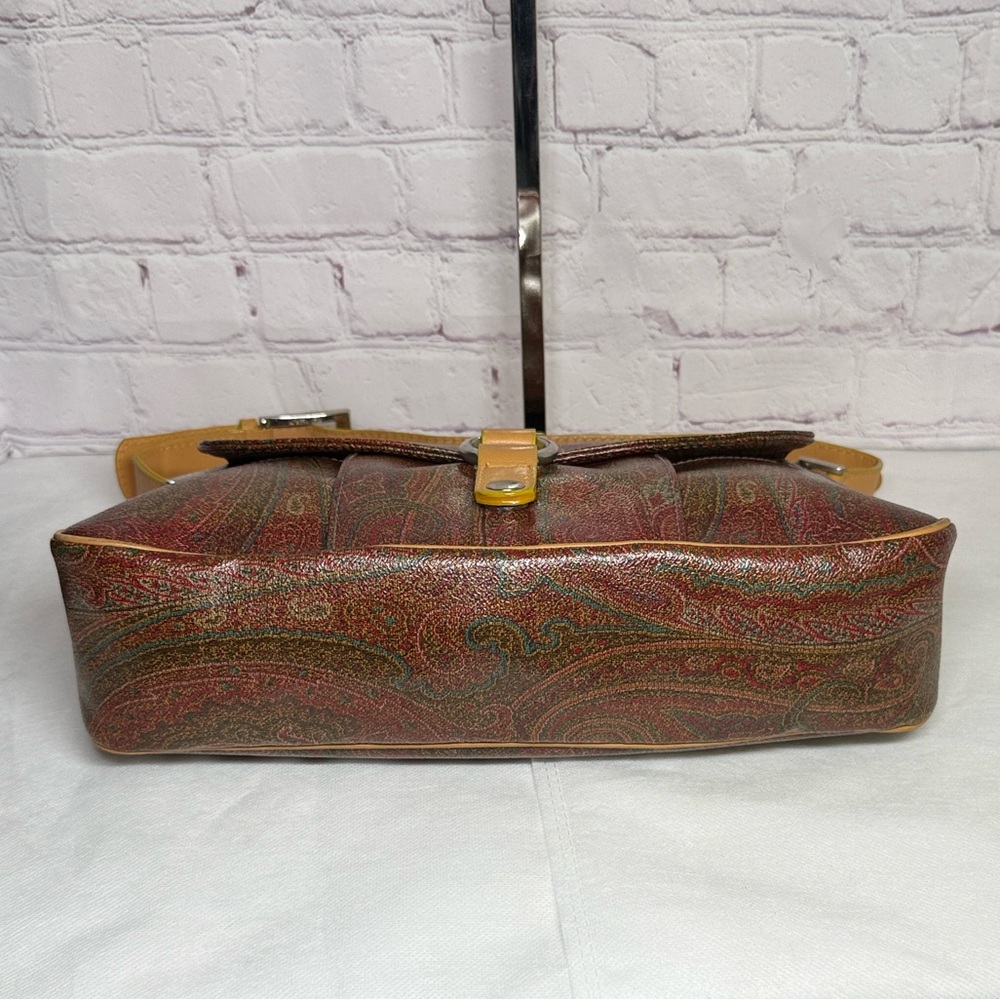 Vintage Etro Paisley Leather Lime Green Trim Purple Interior Silver Hardware EUC - Picture 8 of 13